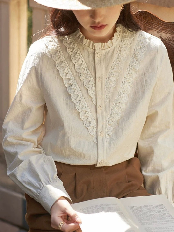 Stand Collar Lace Shirt