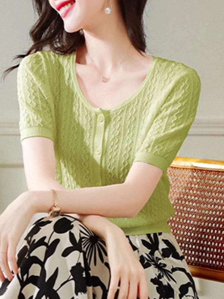 Button-down Cardigan Slim Fit Knitted - Purple