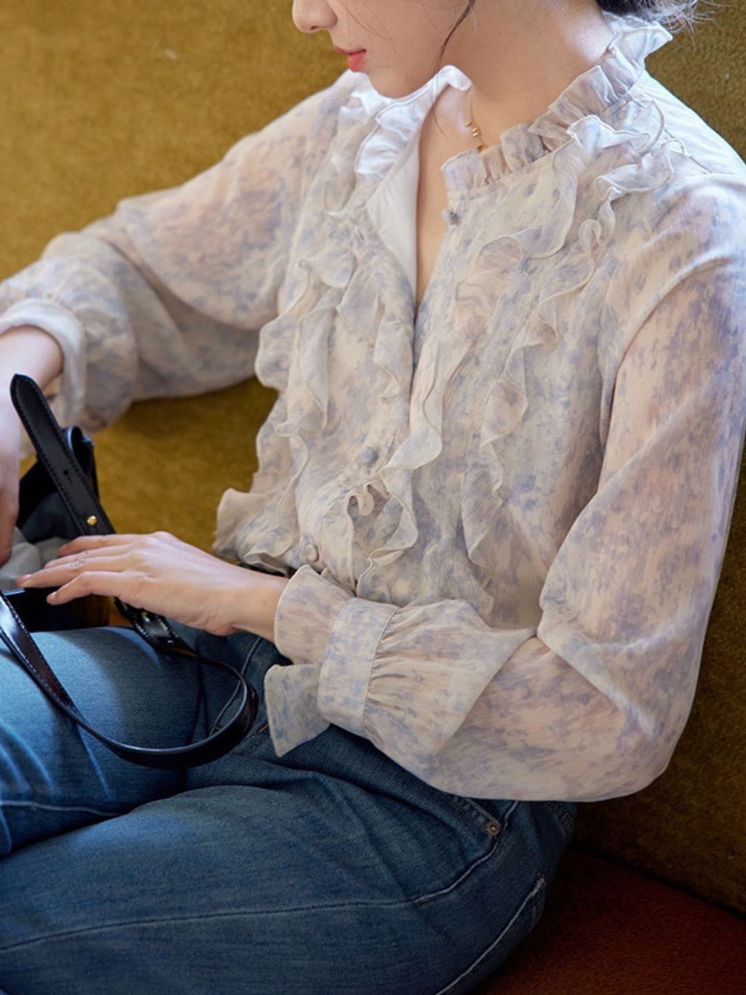 Vintage Ruffle Print Shirt