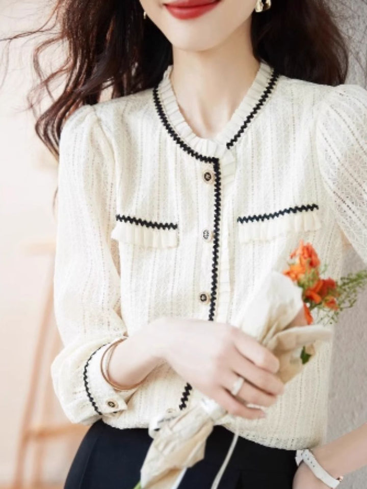 Elegant Lace Long Sleeve Shirt