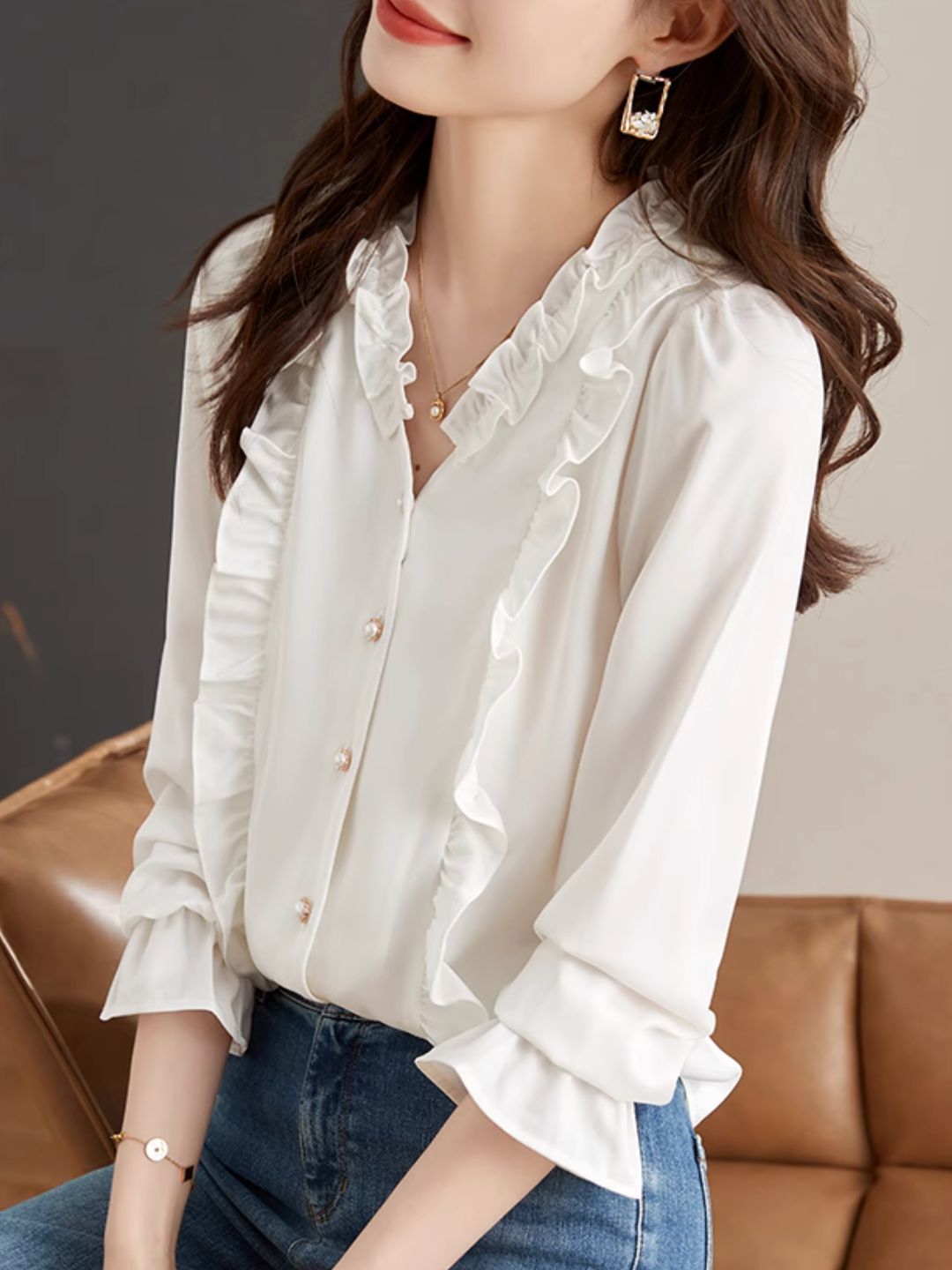 Chic Collar Long Sleeve Shirt