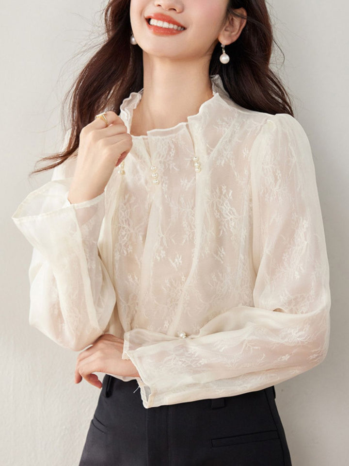 Pearl Pleated Chiffon Top