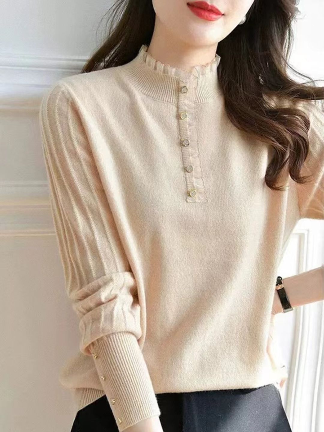 Retro Auricular Knitted Sweater