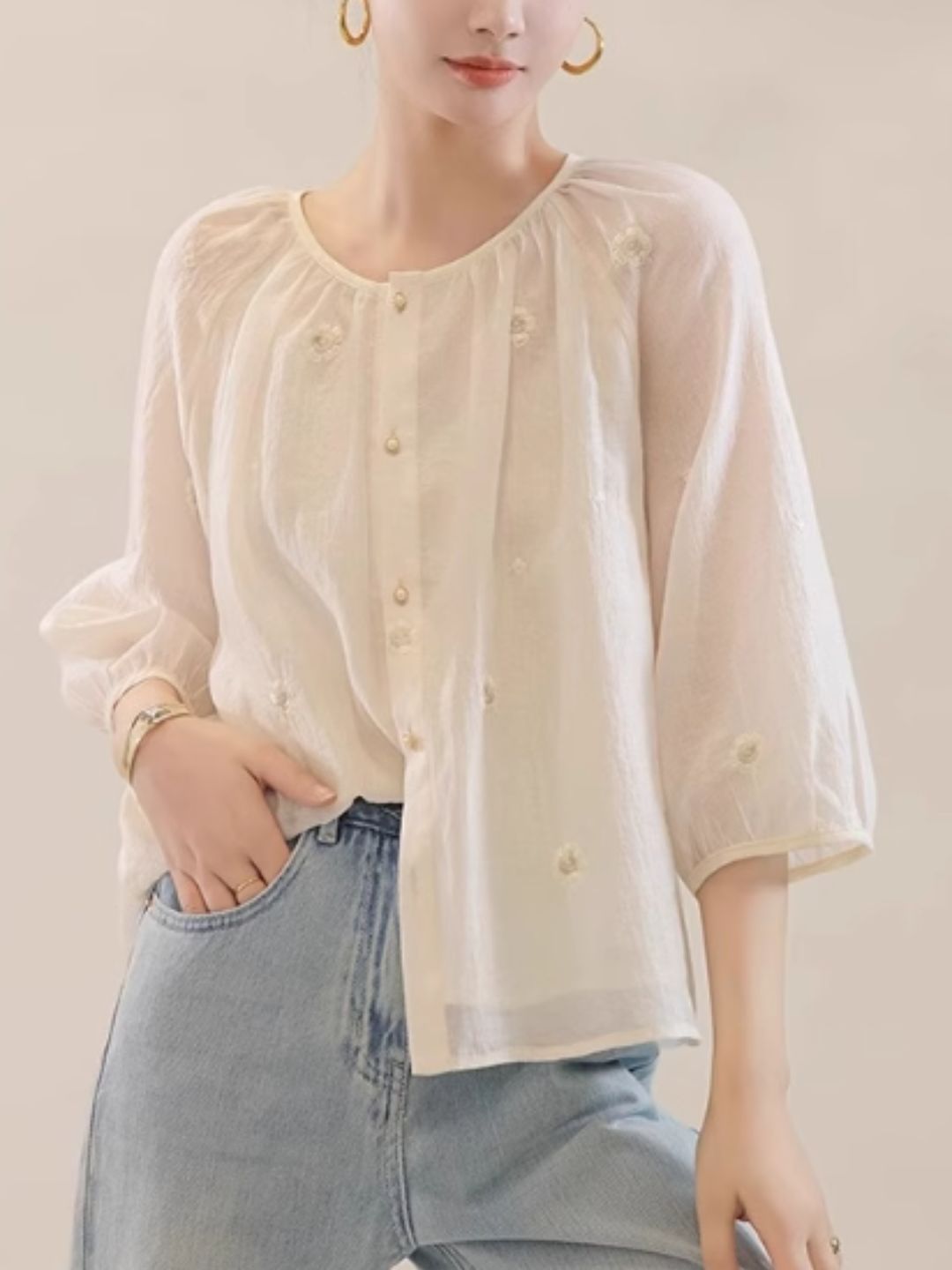 Sweet Floral Short-sleeved Shirt