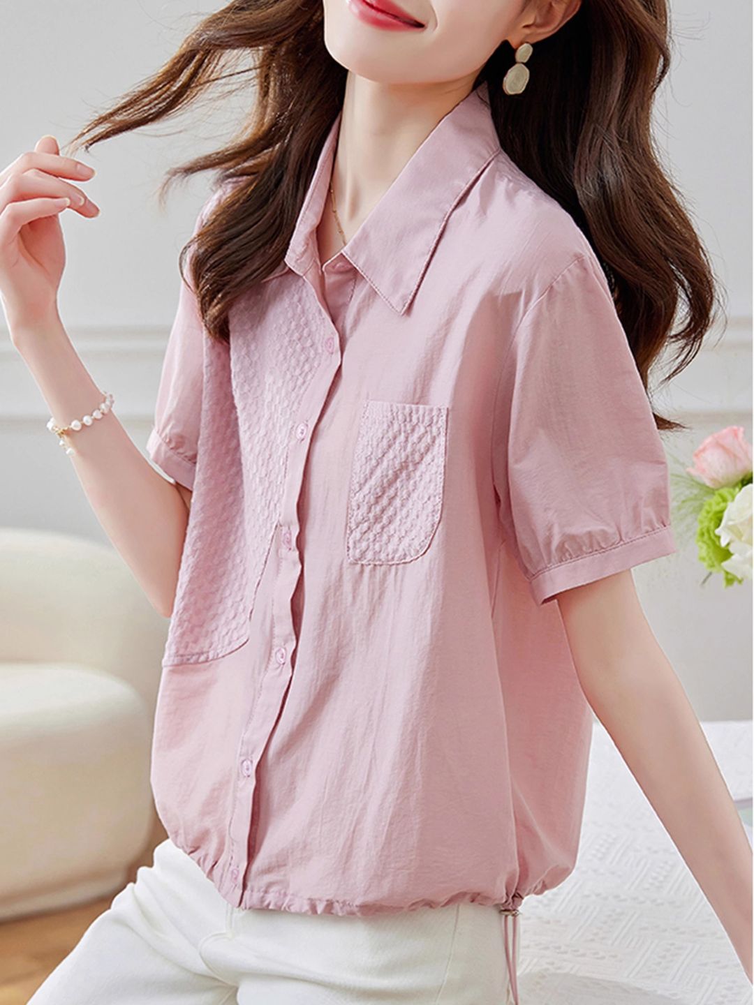 Fashion Lapel Short Sleeve Shirt