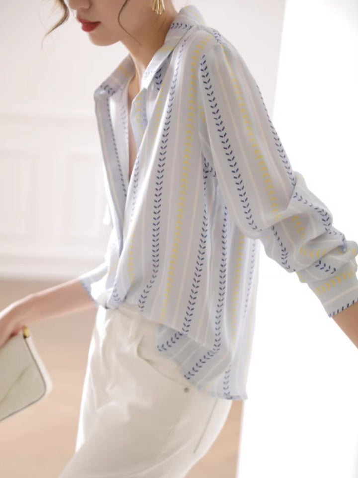 Color-contrast Vertical Striped Shirt