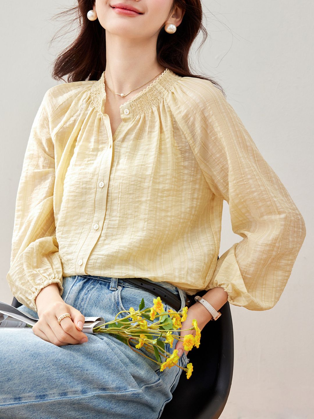 Elegant Loose Puff Sleeve Top