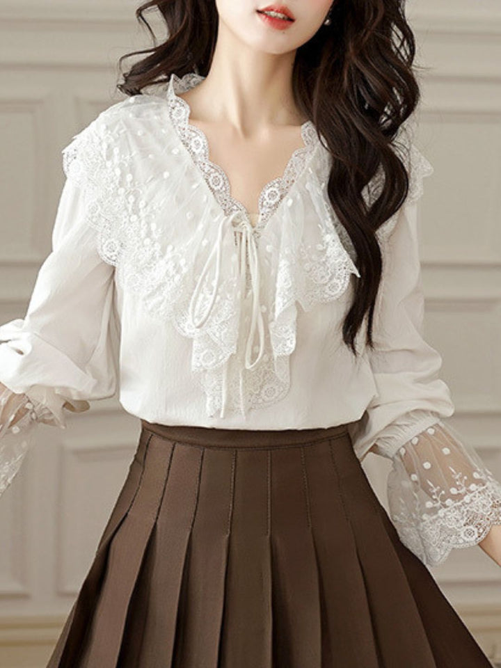 V-Neck Lace Shirt