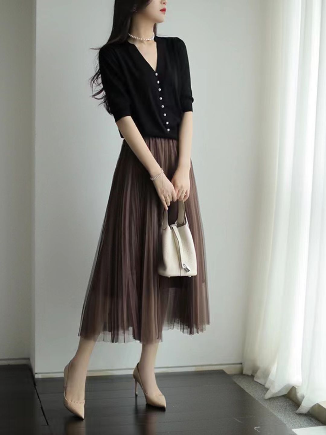 V-neck Sweater Top - Red