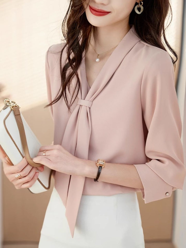 Long Sleeve Chiffon Shirt - Pink