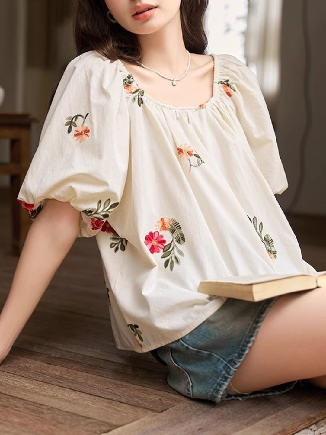 Floral Embroidered Shirt