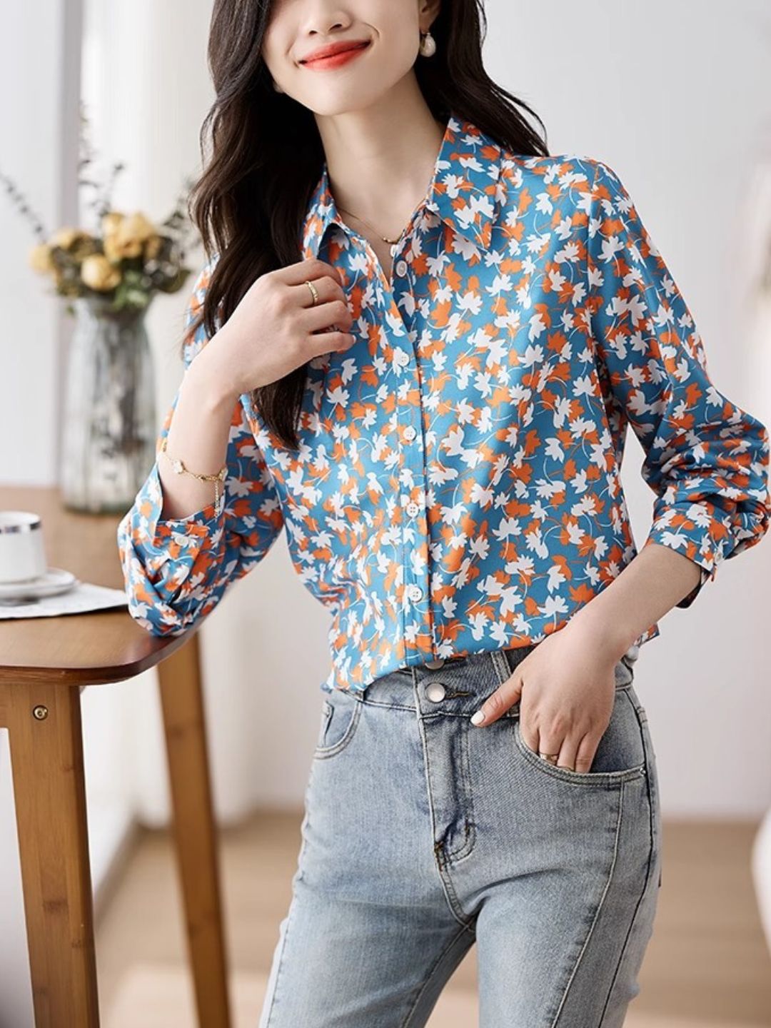Vintage Maple Leaf Print Shirt