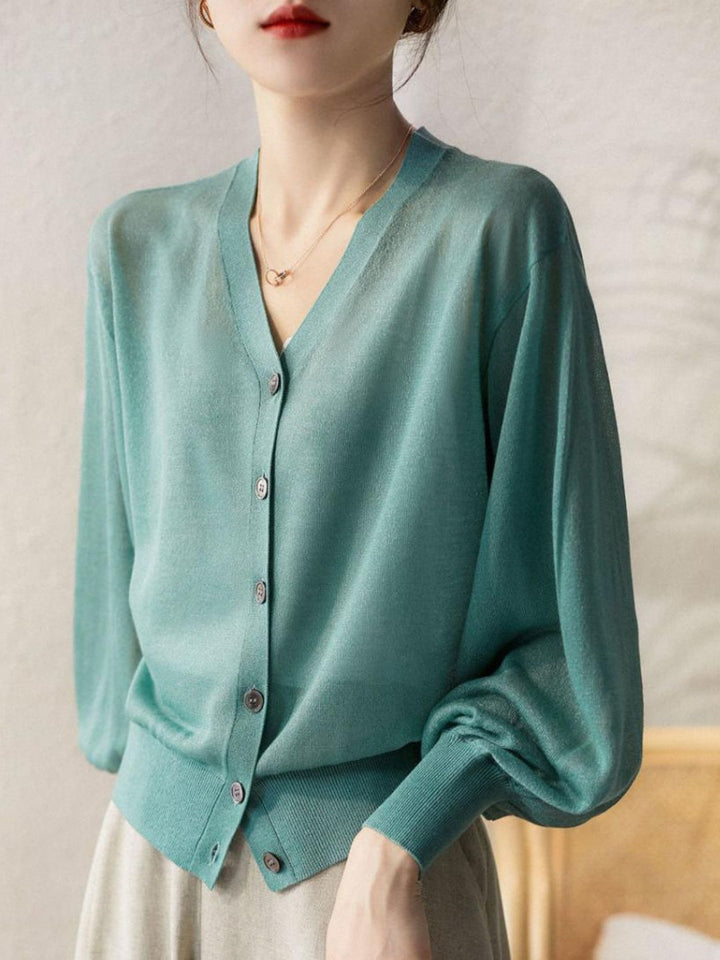 Lightweight Breathable V-Neck Knitted Cardigan