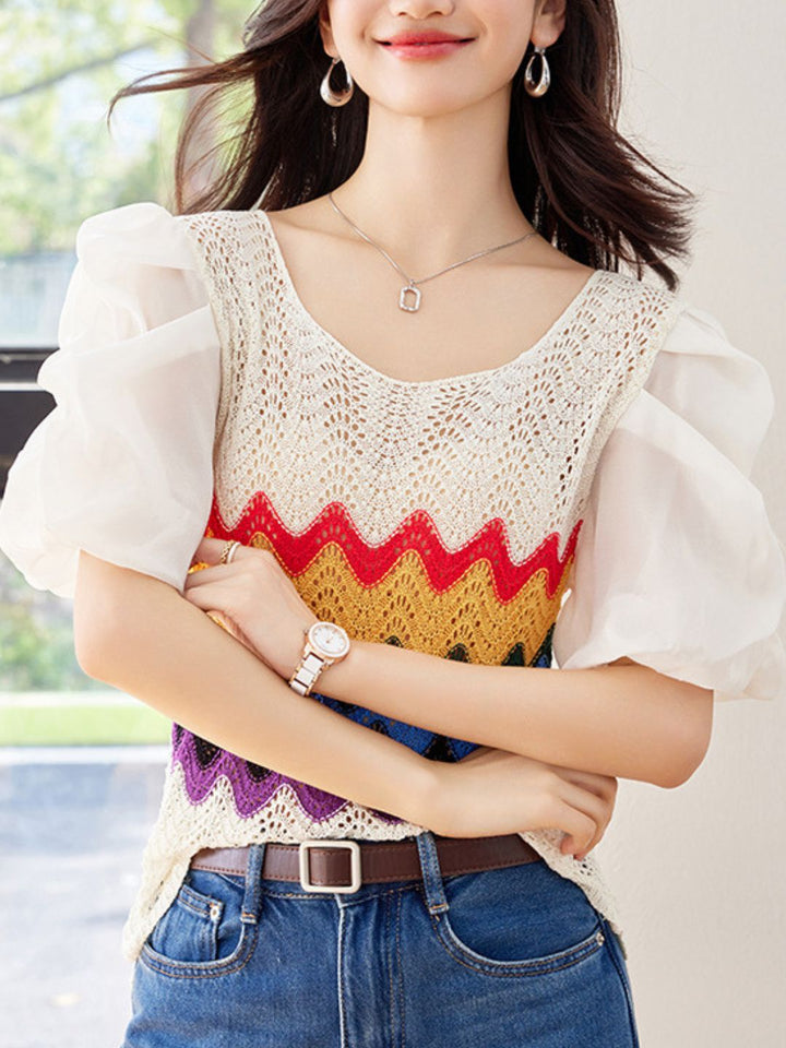Elegant Puff Sleeve Knit Top