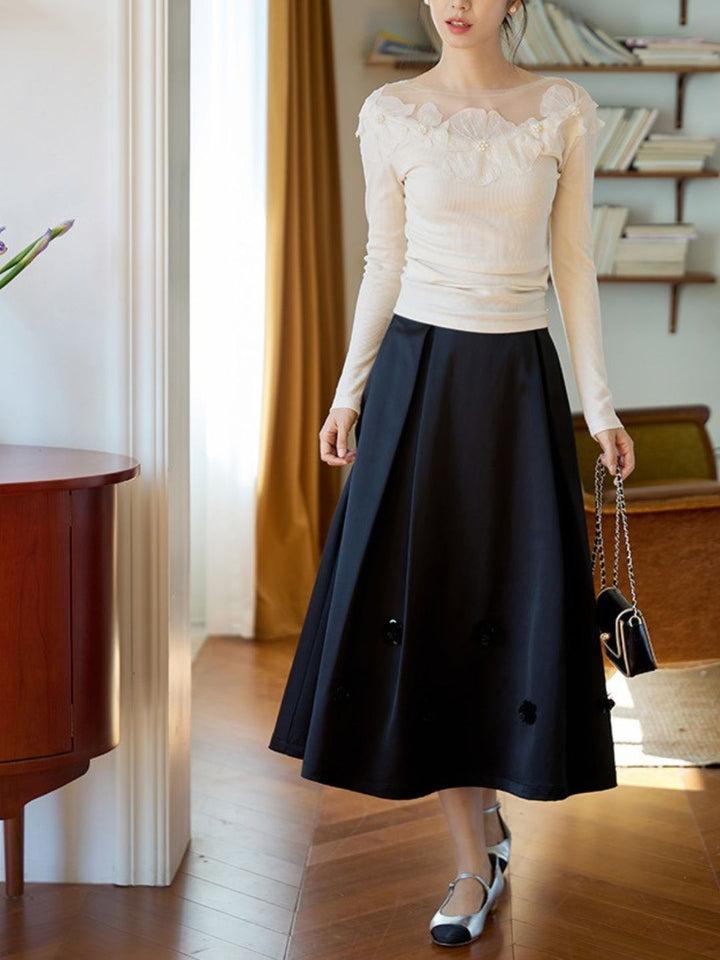 Mesh Applique Slim Fit Top