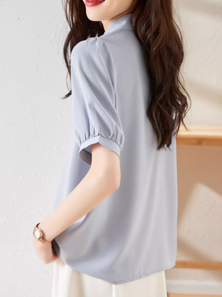 Classic Bow Chiffon Shirt - White
