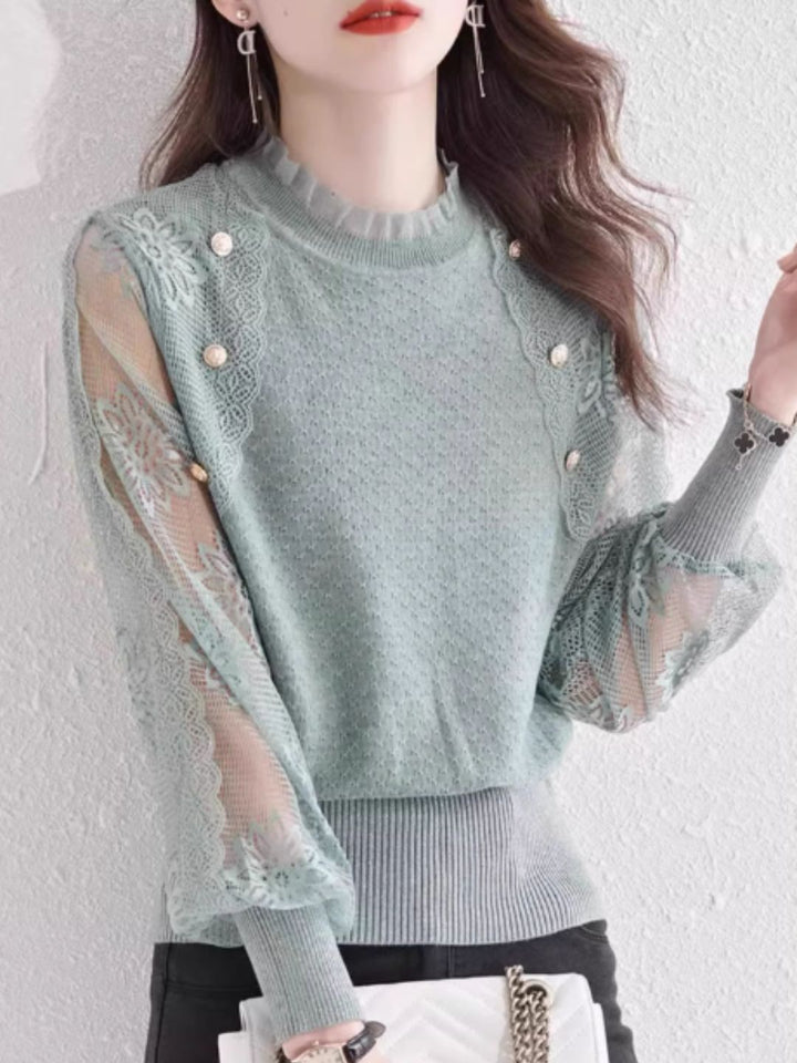 Chic Thin Lace Knitted Bottoming Sweater