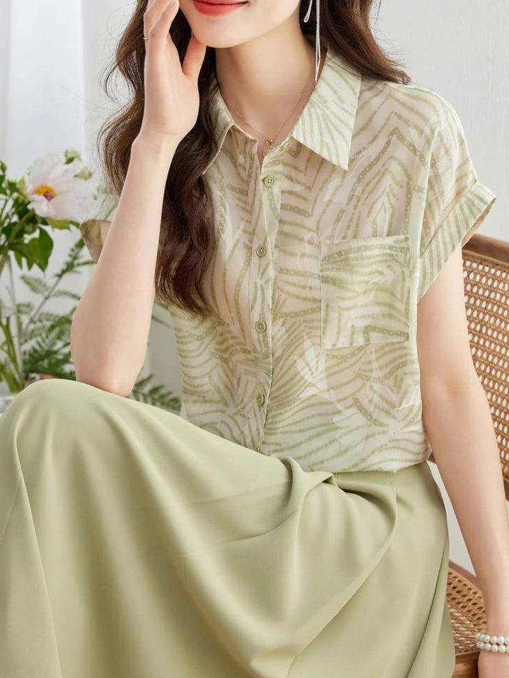 French Chiffon Shirt Floral Top