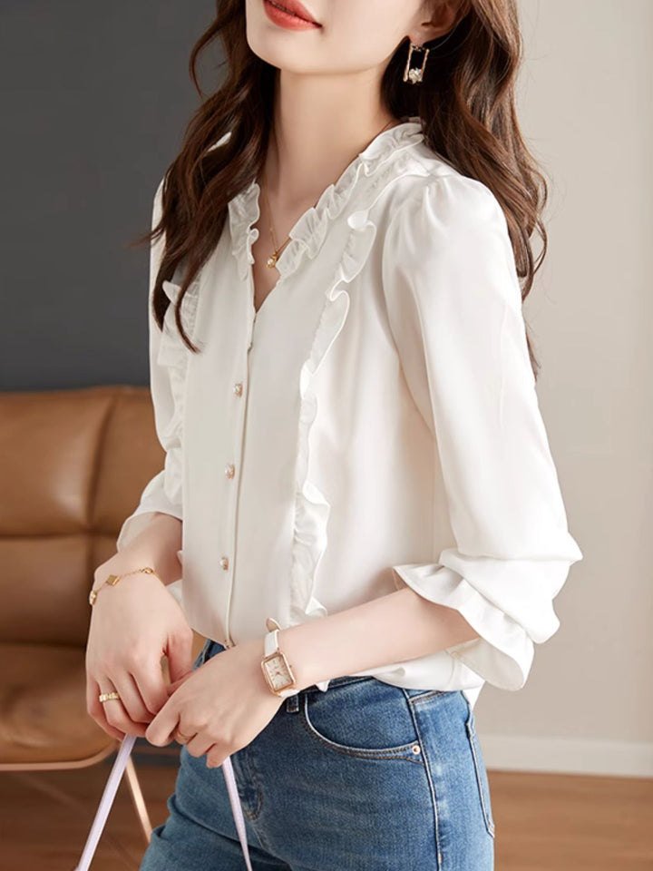 Chic Collar Long Sleeve Shirt