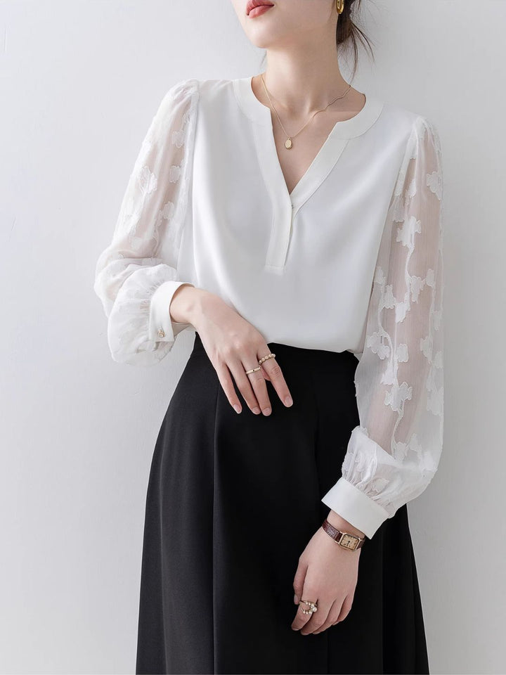 Floral Sleeve V-Neck Top