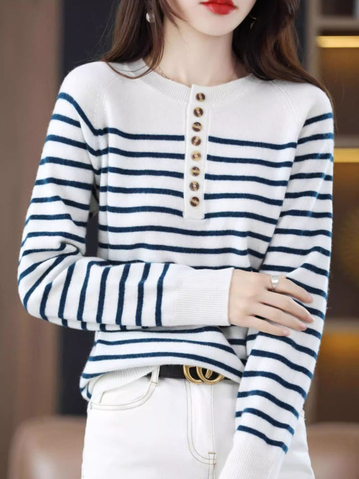 Classic Loose Crewneck Striped Sweater
