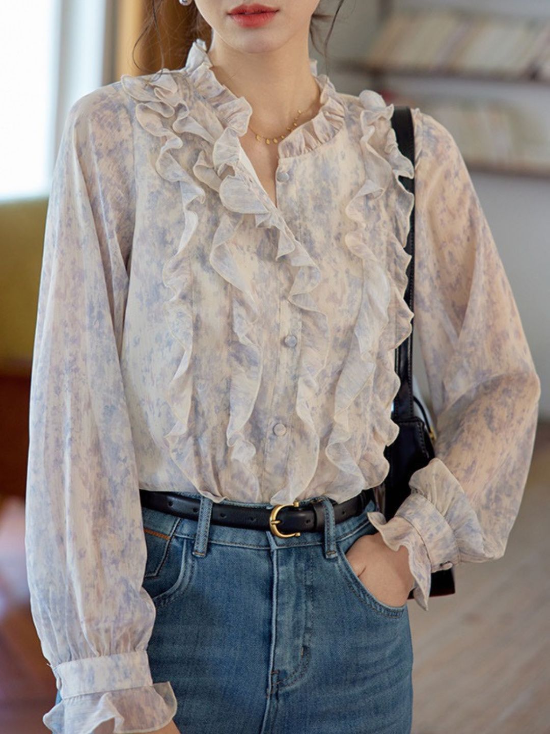 Vintage Ruffle Print Shirt