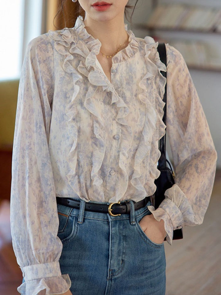 Vintage Ruffle Print Shirt