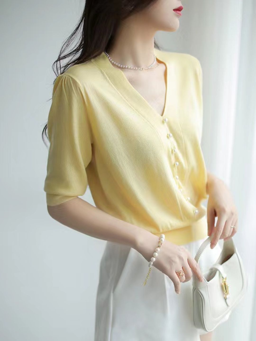 V-neck Sweater Top - Red