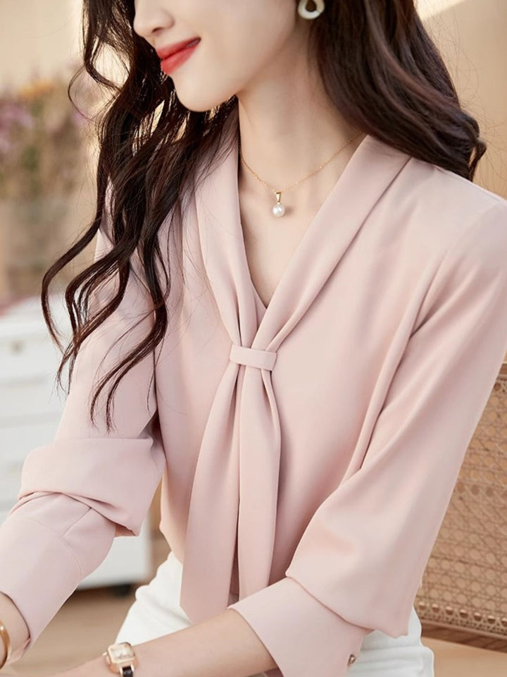 Long Sleeve Chiffon Shirt - Pink