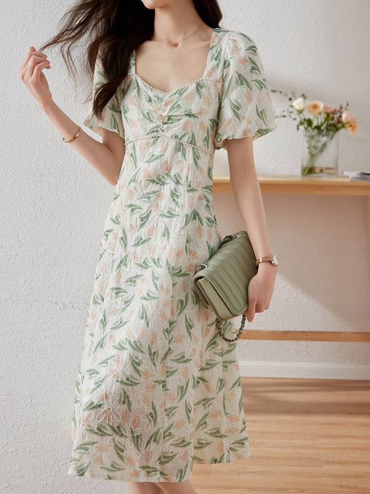 Square Neck Jacquard Dress