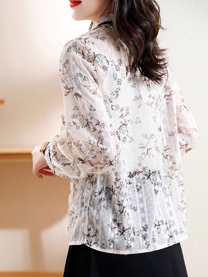 Floral Bow Chiffon Top