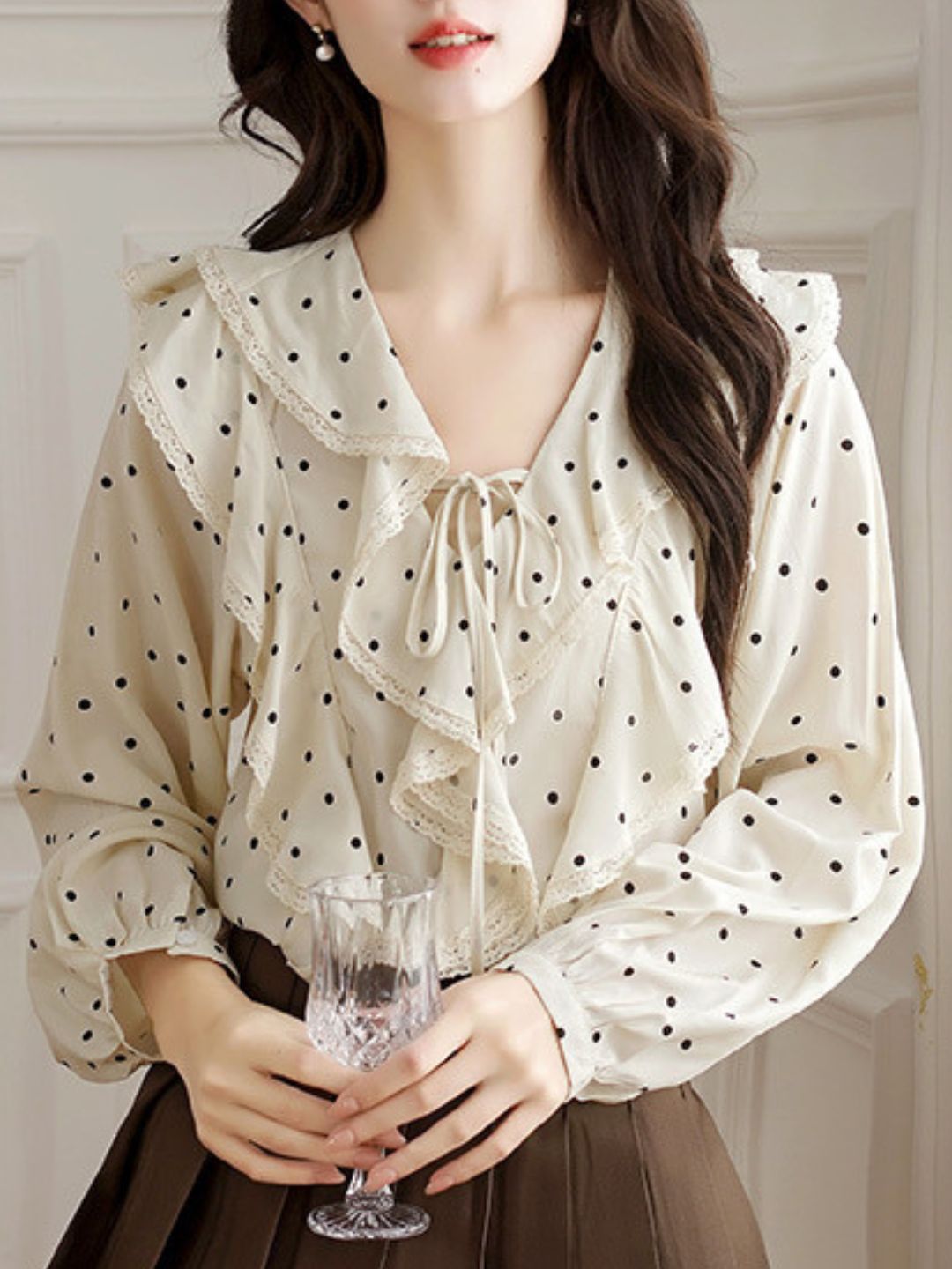 Retro Ruffled Polka Dot Top