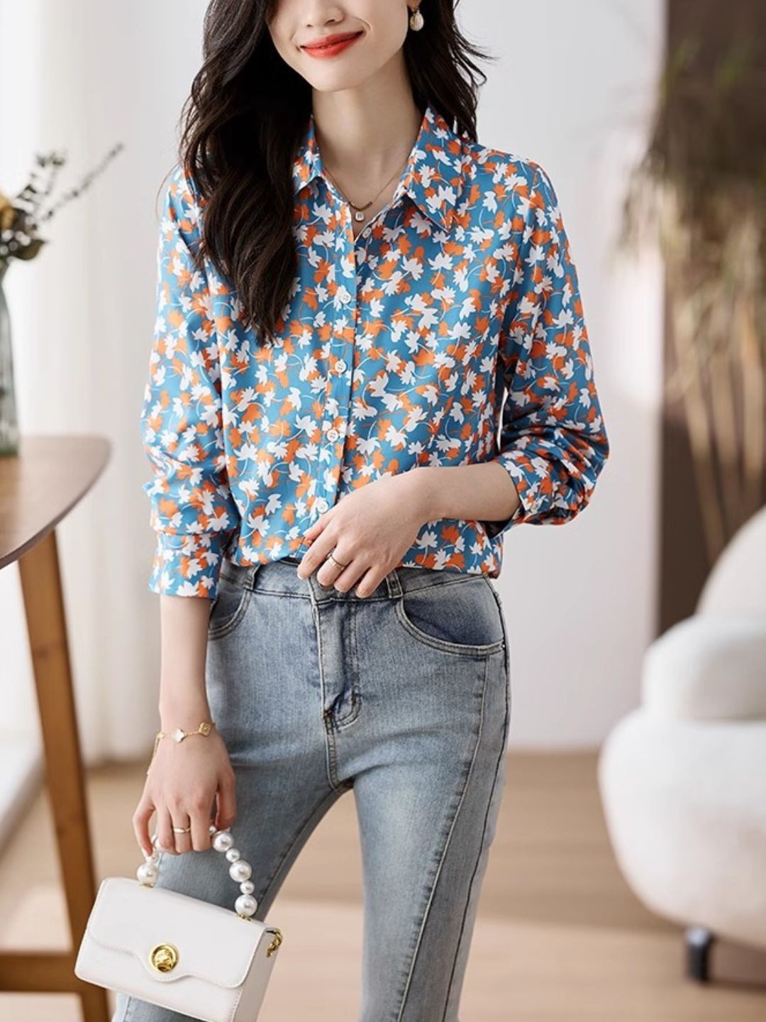 Vintage Maple Leaf Print Shirt