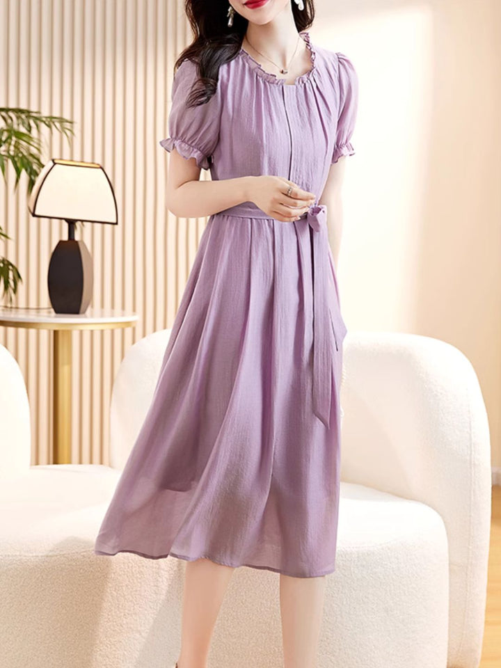 Elegant Slim Waist Dress - Black