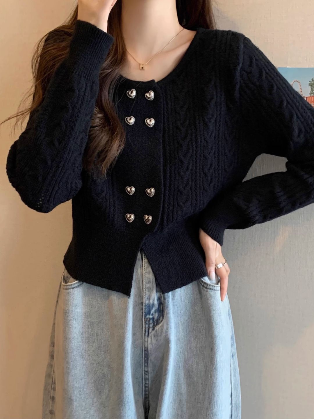 Double Breasted Knit Cardigan