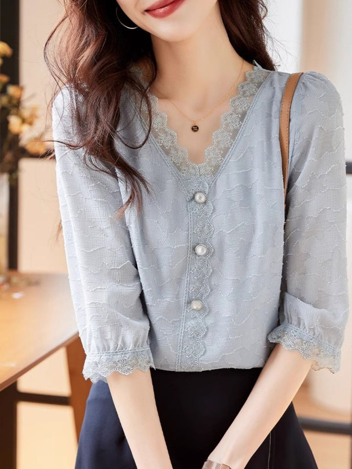 Chiffon V-neck Shirt