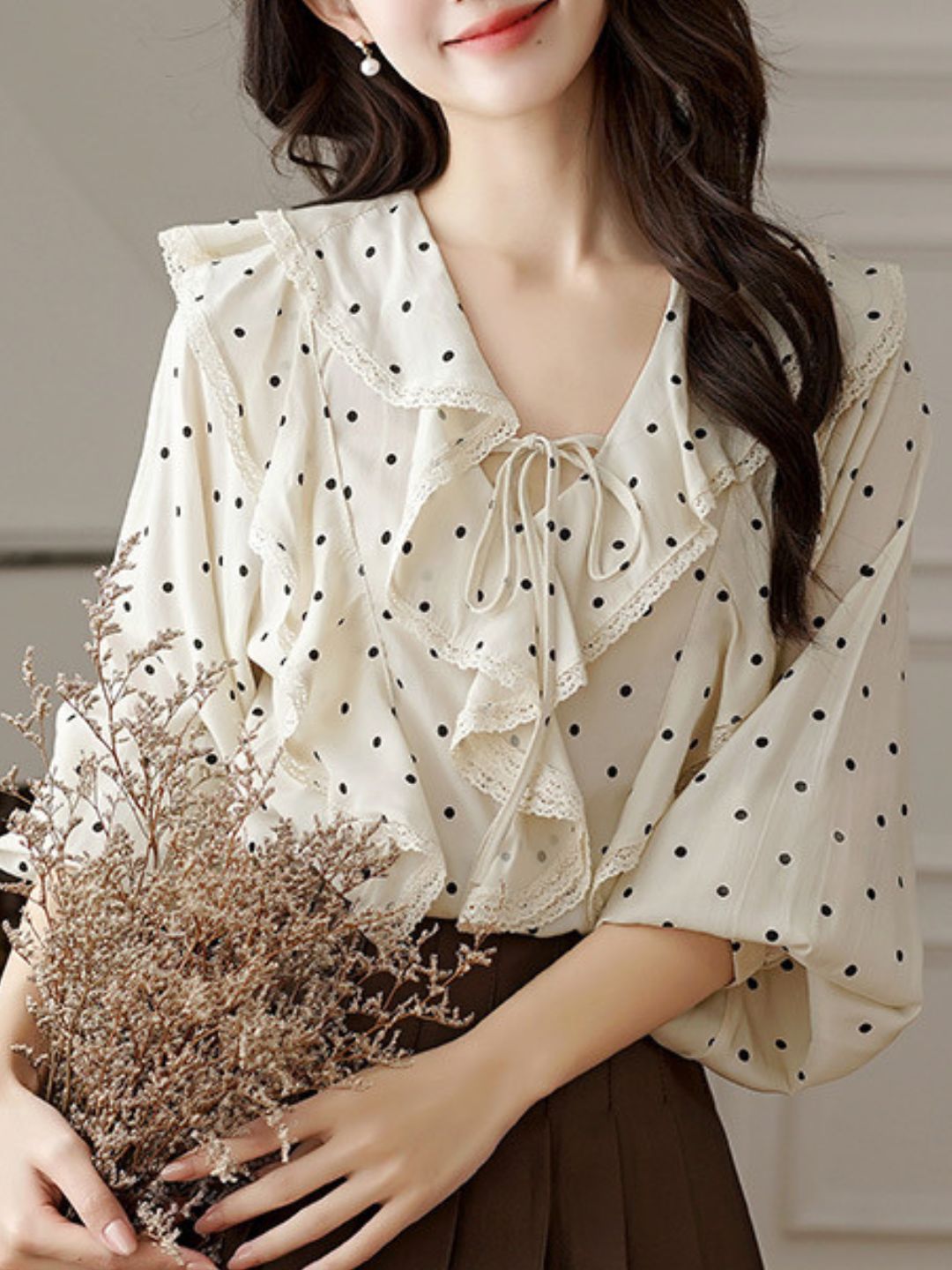 Retro Ruffled Polka Dot Top