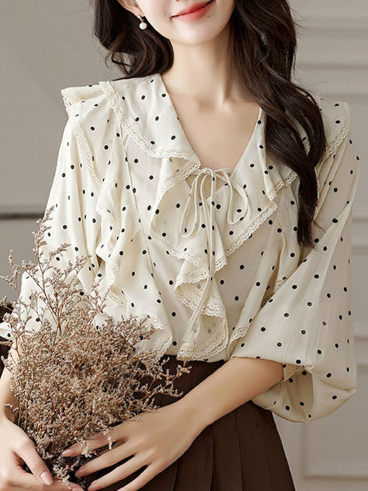 Retro Ruffled Polka Dot Top
