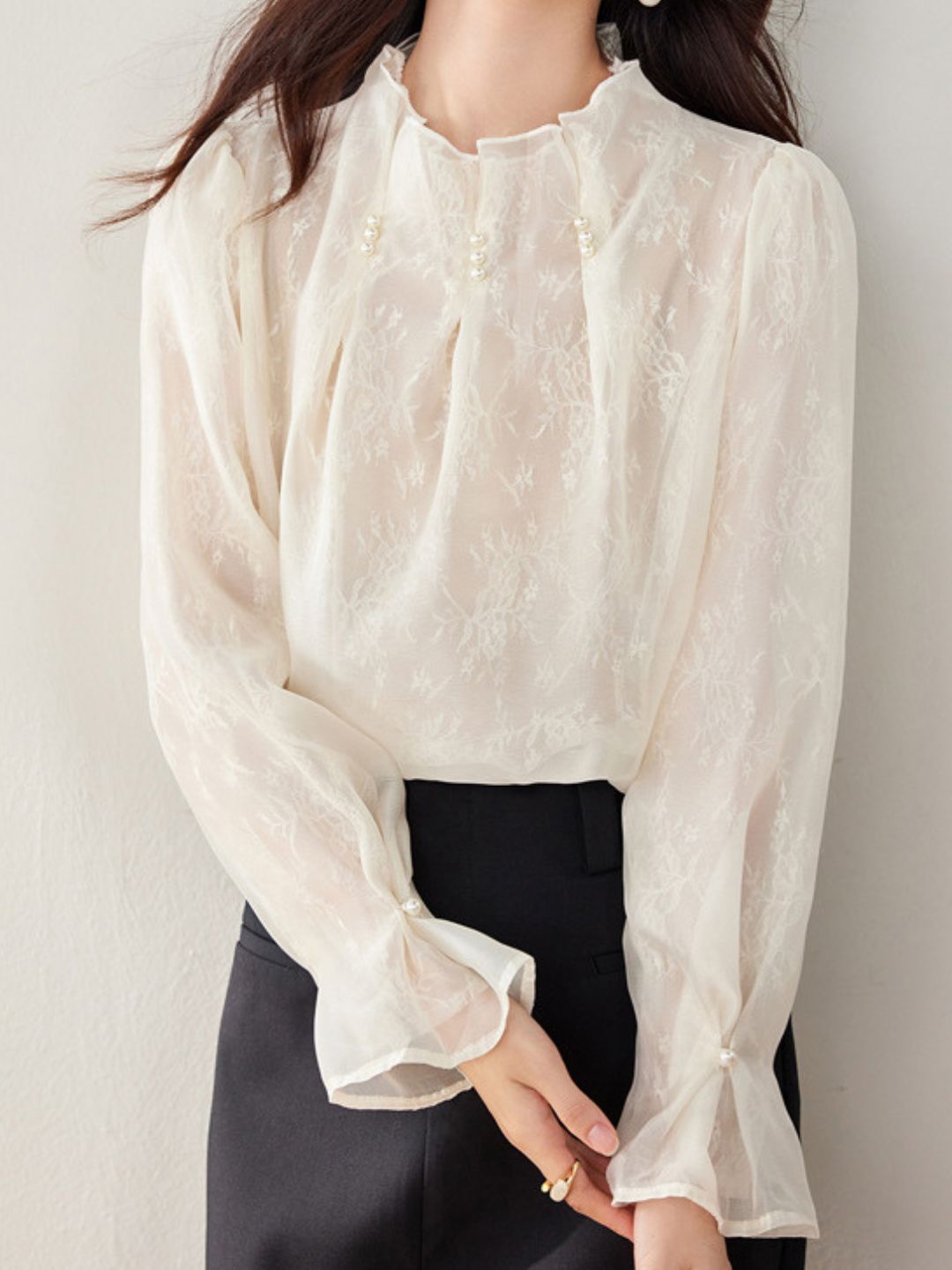 Pearl Pleated Chiffon Top