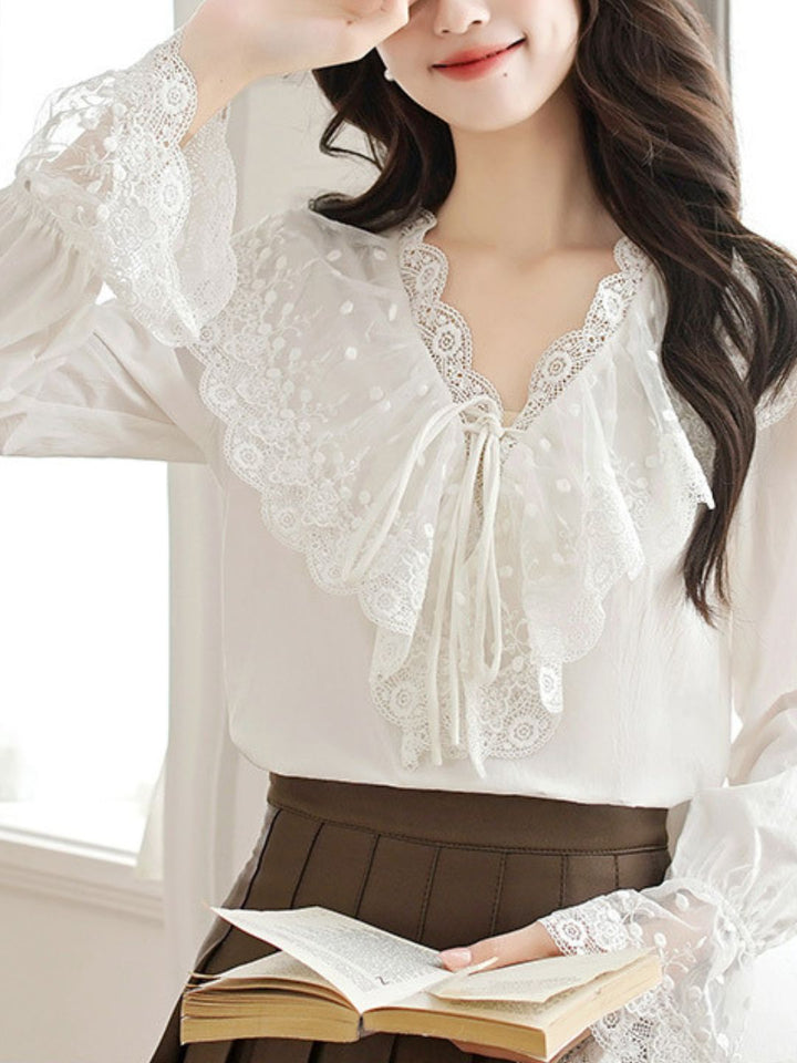 V-Neck Lace Shirt