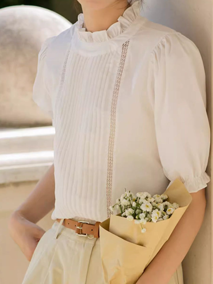 Accordion Pleated Commuter White Shirt