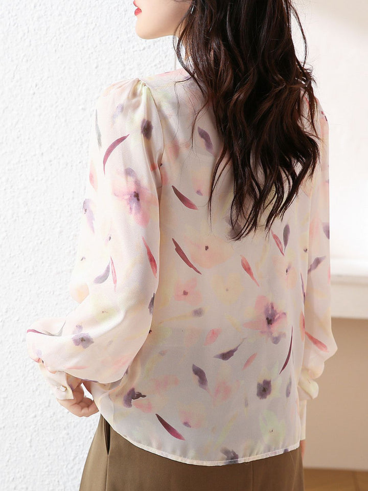 Elegant V-Neck Floral Shirt