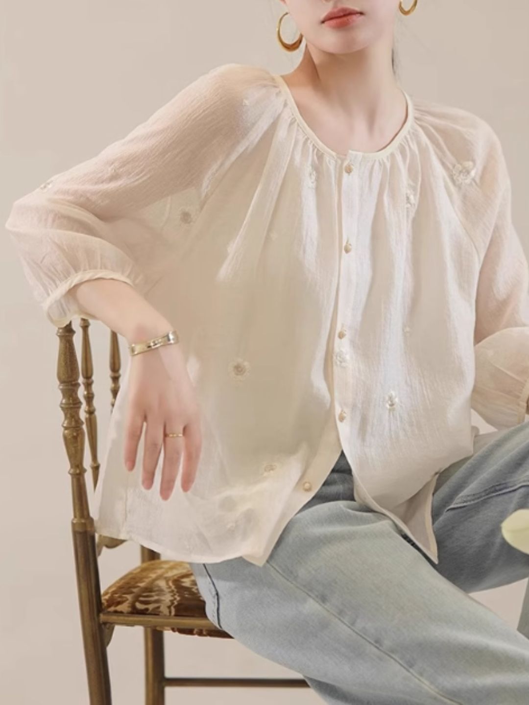 Sweet Floral Short-sleeved Shirt