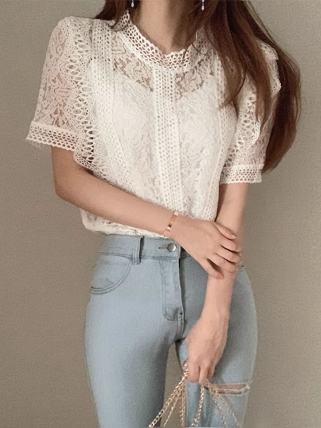 Lace Short Sleeve Shirt
