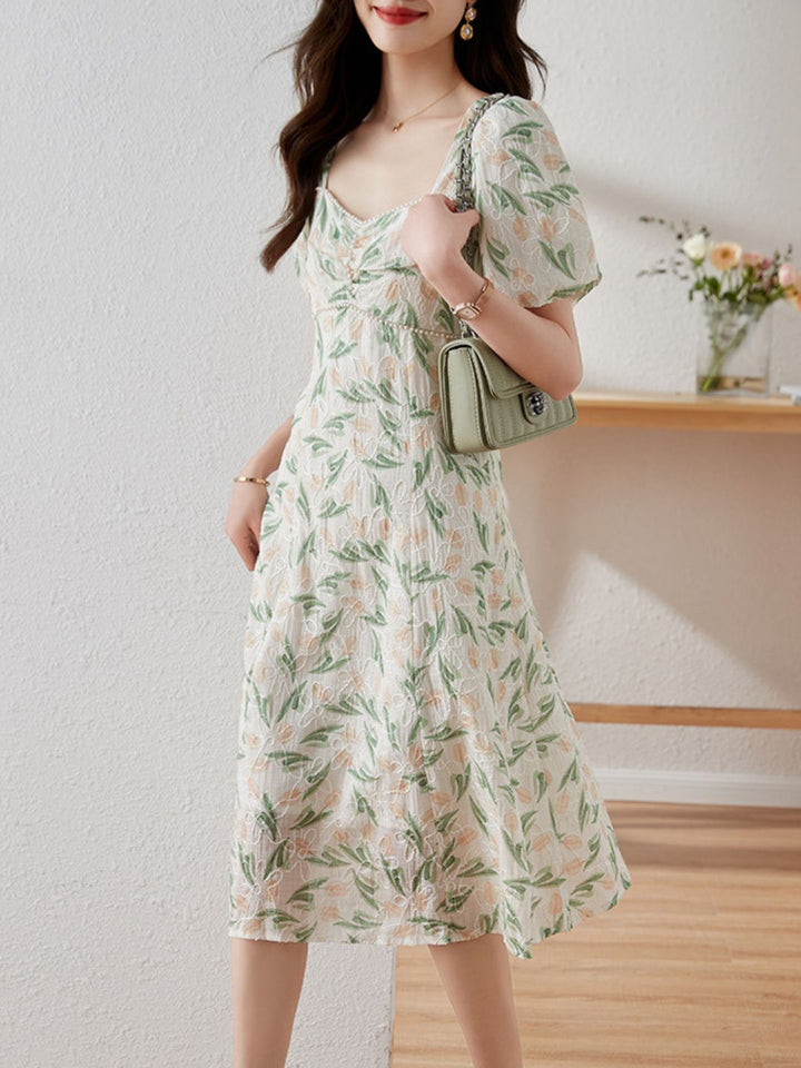 Square Neck Jacquard Dress