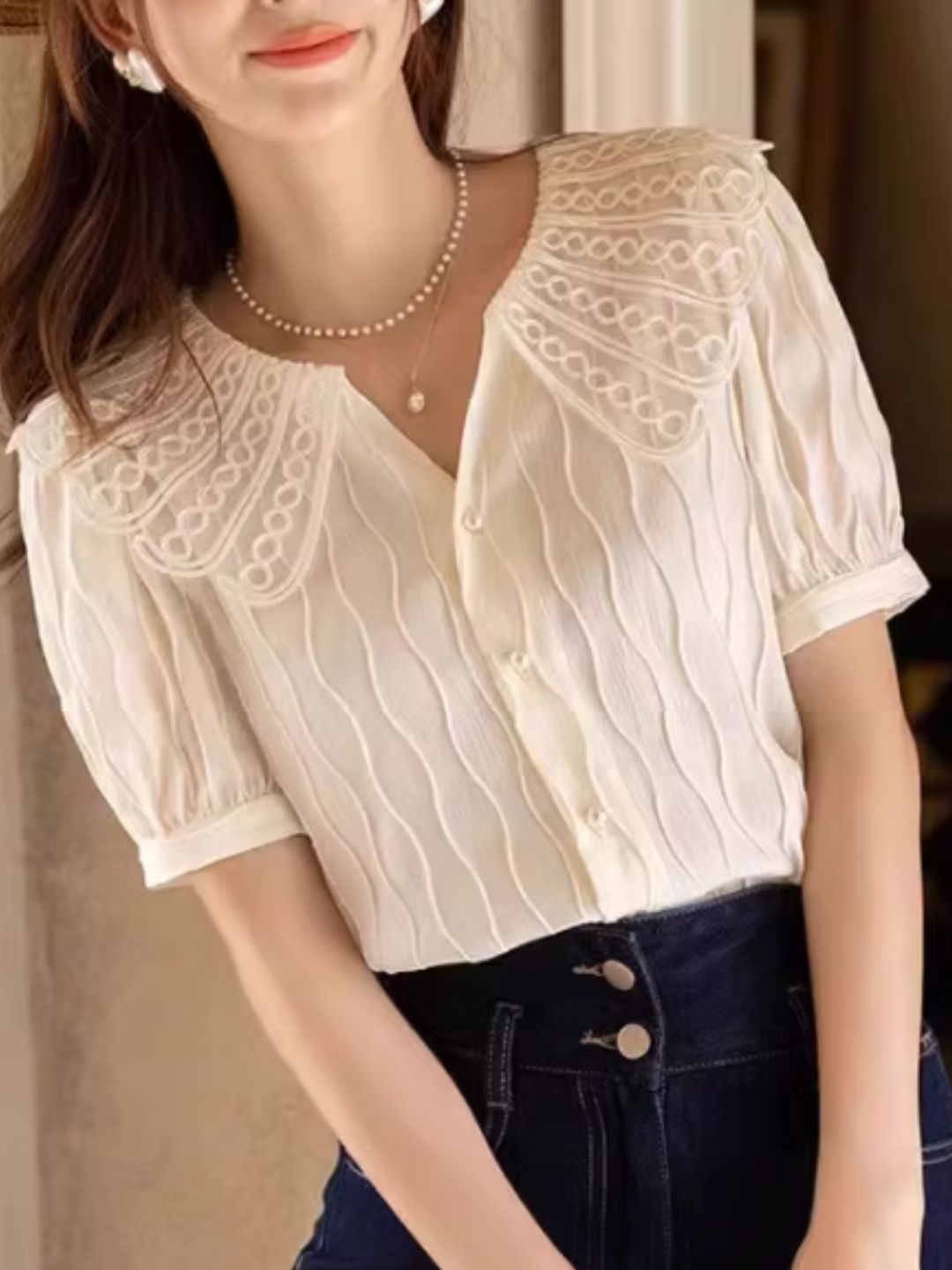 Retro Doll collar chiffon Blouse