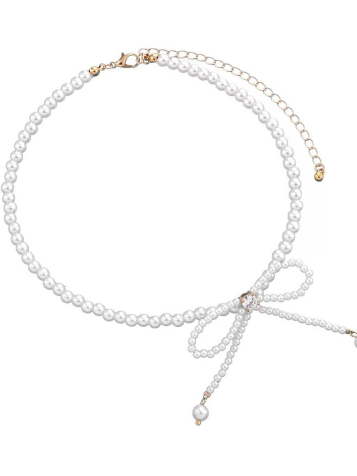 BOWKNOT FAUX PEARL NECKLACE