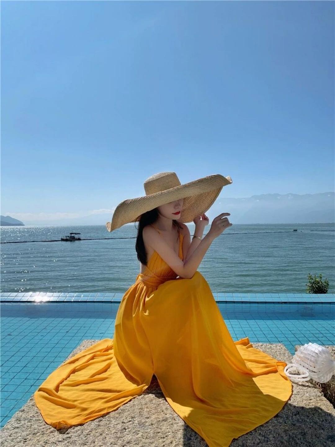 Yellow Backless Dress