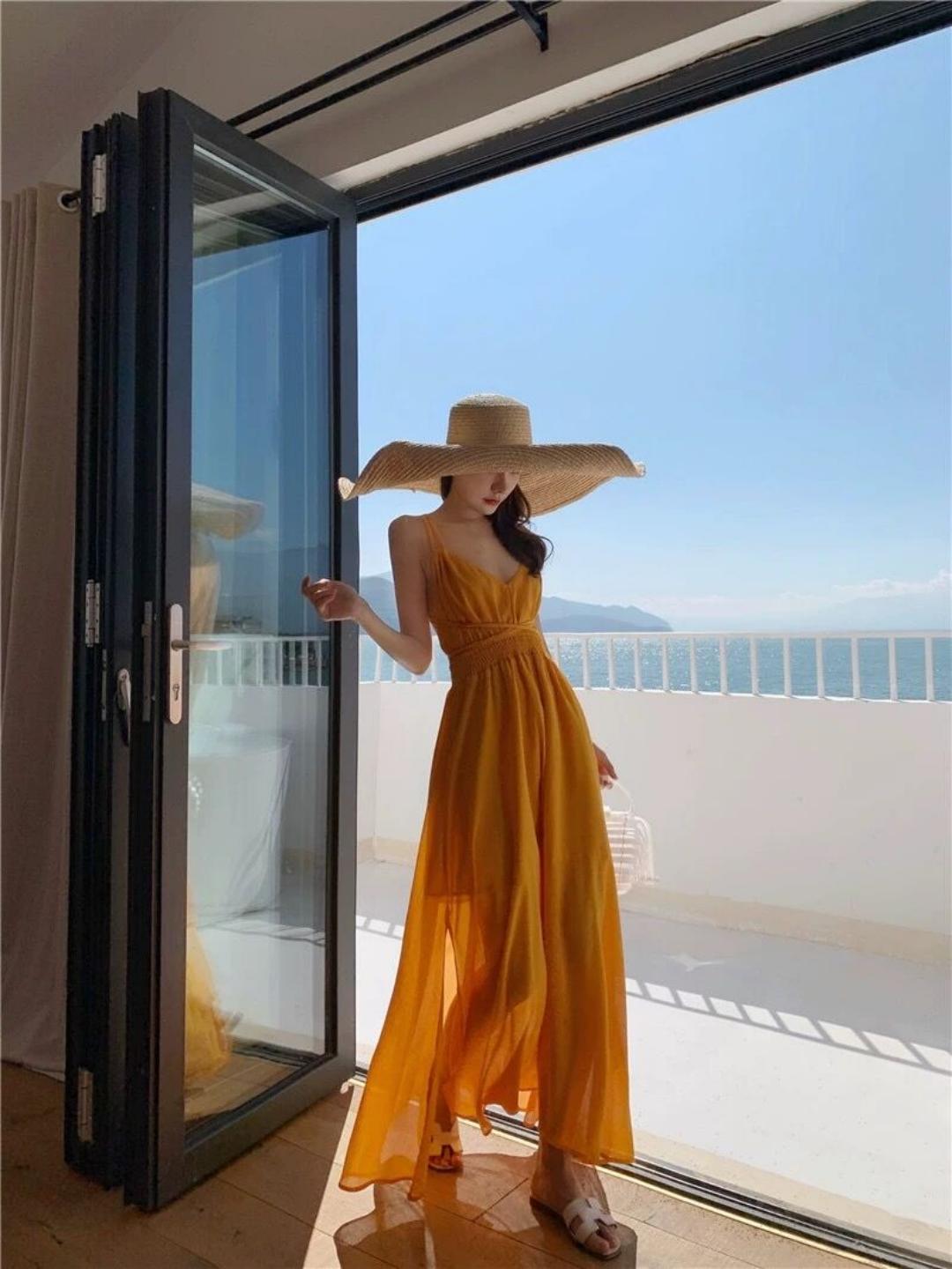 Yellow Backless Dress