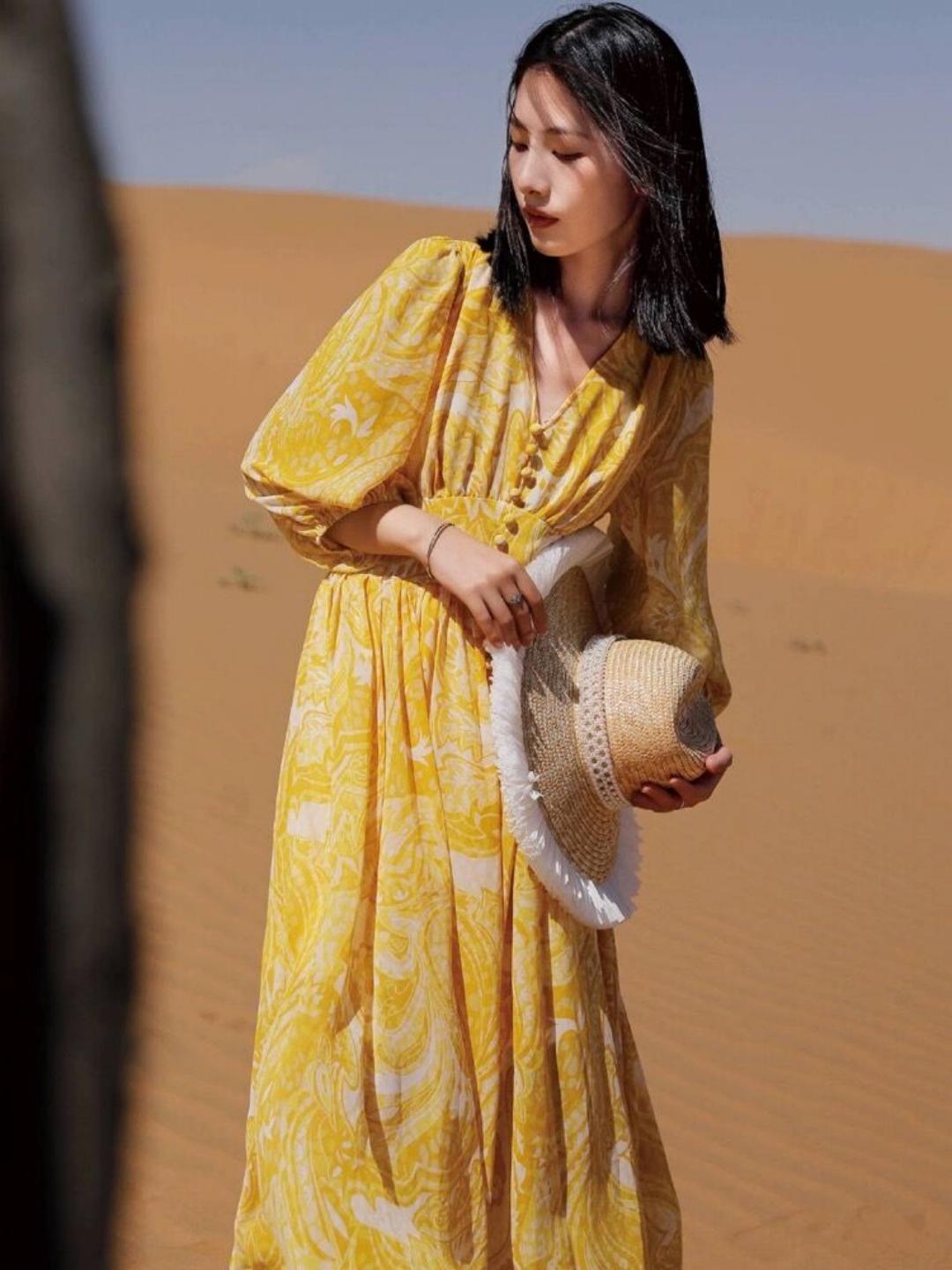 V-neck Chiffon Dress